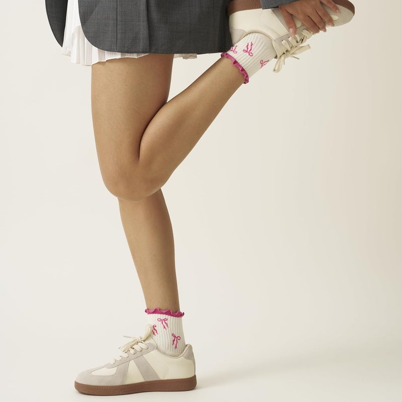 Shapes Studio Crew Half Calf Grip Socks, Cutest Fruits Pilates Socks, Ruffle socks, Non-Slip, Barre Yoga Fitness - Image 2